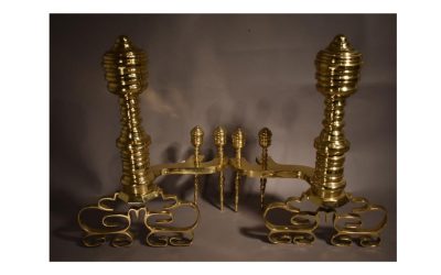 Philadelphia type brass andirons, circa 1820-1830s