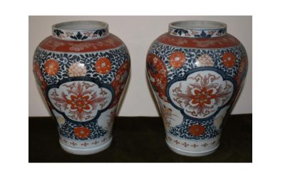 Delightful pair of baluster turned Japanese Imari vases