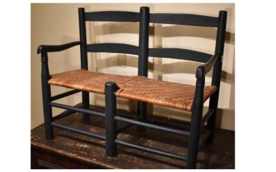 American wagon seat, 18th century, in lovely old green paint.