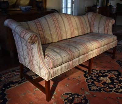 Chippendale sofa with silk blend damask cover