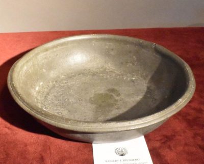 18th century pewter basin with folded rim