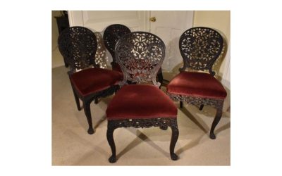 Set of four Anglo Indian rosewood carved side chairs of exceptional workmanship