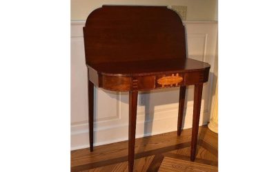 American Inlaid Mahogany Hepplewhite Folding Top Games Table circa 1785