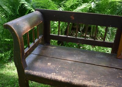 Antique 19th century pine country settee detail