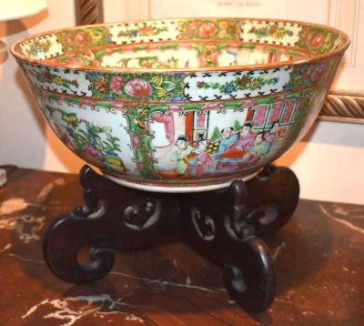 rose medallion punch bowl 