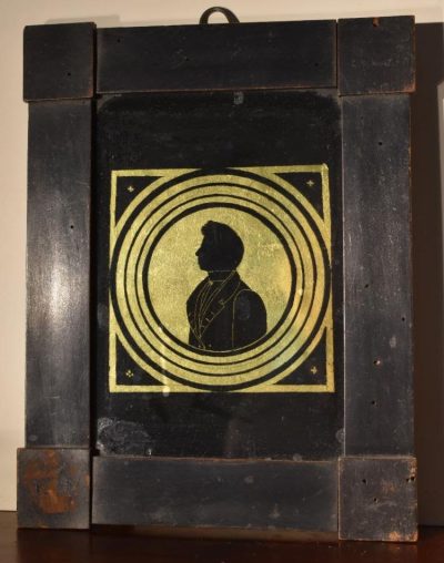 Verre eglomise' reverse painted silhouette full size photo