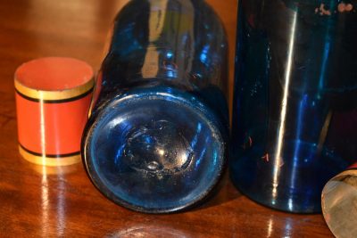 blue apothecary jars