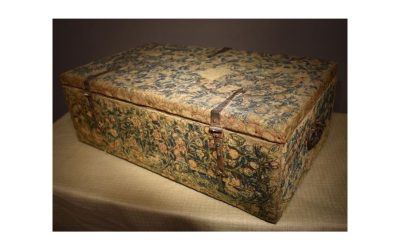 Rare Elizabethan Box or Storage Casket with an Embroidered Unicorn
