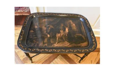 19th-century Lithograph on a Tin Tray Signed Helgoland