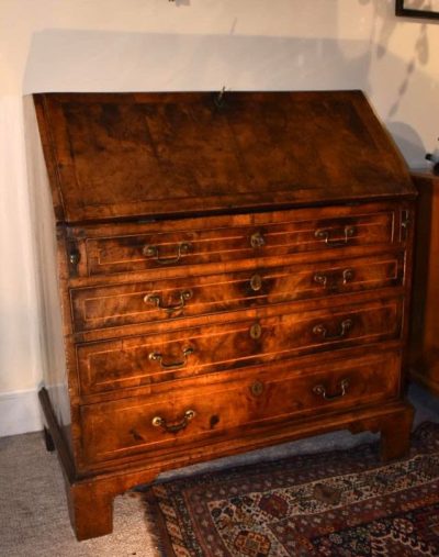 English chippendale walnut slide front desk