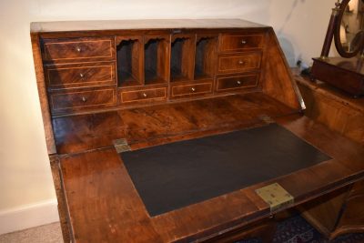 English chippendale walnut slide front desk